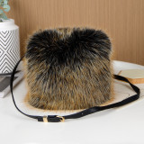 Imitation raccoon fur plush bag crossbody bag mobile phone bag