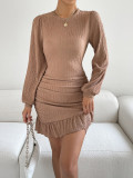 Autumn and winter fashion long sleeved knitted dress for women's clothing