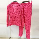 Two piece slim fit water-soluble lace suit leggings set