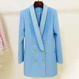 Coat skirt fashionable lion button satin green fruit collar suit dress