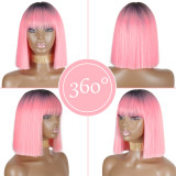 Colorful short straight hair cosplay wig with bangs