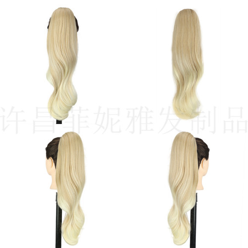 Wig, curly hair, ponytail, synthetic elastic mesh