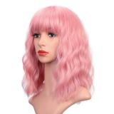 Short roll wig, synthetic wig, headband with water ripples