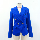 Women's metal lion head buckle double breasted suit jacket