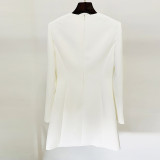 Ribbon tied rope casual round neck long sleeved dress