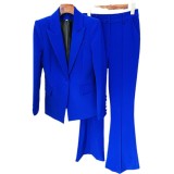 Professional mid length suit+flared pants set, two-piece set