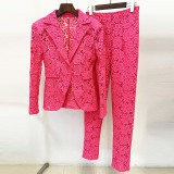 Two piece slim fit water-soluble lace suit leggings set