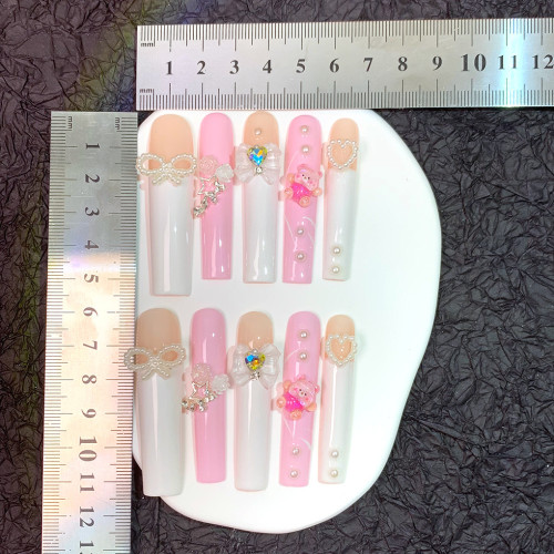 Cute Pink and White Bear Nail Patch