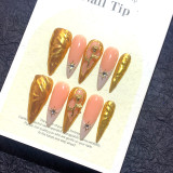 Advanced gold nail art long style