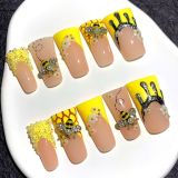 10pcs 3CM long duckbill armor hand-painted bee flower fluorescent yellow