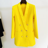 Coat skirt fashionable lion button satin green fruit collar suit dress