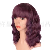 Short roll wig, synthetic wig, headband with water ripples