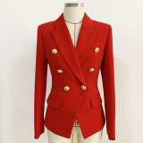 Women's metal lion head buckle double breasted suit jacket