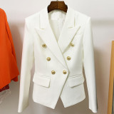Women's metal lion head buckle double breasted suit jacket