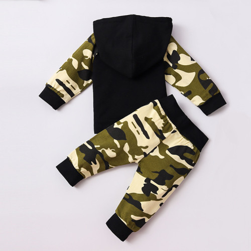 Boy Scout Green Camouflage Hoodie Pants Two Piece Set