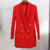 Coat skirt fashionable lion button satin green fruit collar suit dress