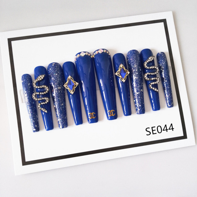 Hot selling ultra long 55mm blue water snake diamond ballet armor, handmade