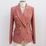 Women's metal lion head buckle double breasted suit jacket