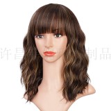 Short roll wig, synthetic wig, headband with water ripples
