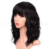 Short roll wig, synthetic wig, headband with water ripples