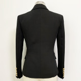 Women's metal lion head buckle double breasted suit jacket
