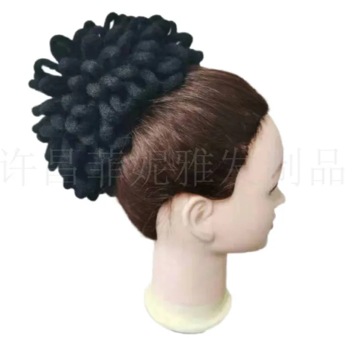 Dirty braid, drawstring, elastic mesh, fluffy explosive head
