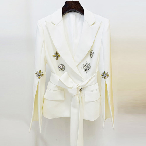 Nail studded diamond belt suit jacket jacket