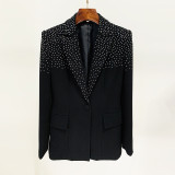 Hot stamping slim fit one button suit jacket half skirt set