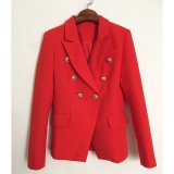 Women's metal lion head buckle double breasted suit jacket