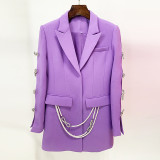 Design inspired sleeve hollow out diamond studded bow pearl suit skirt