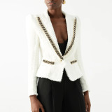 Chain nail bead tassel edge jacket jacket