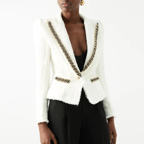 Chain nail bead tassel edge jacket jacket