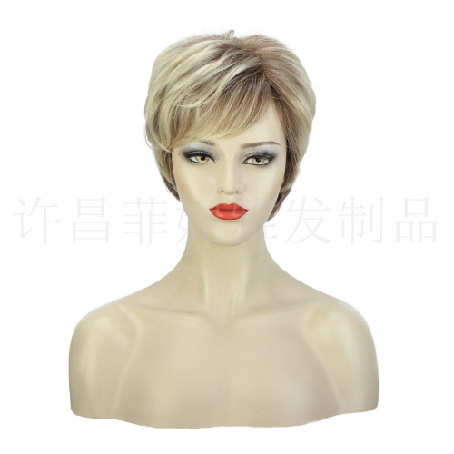 Wig short hair wig gradient color full head cover
