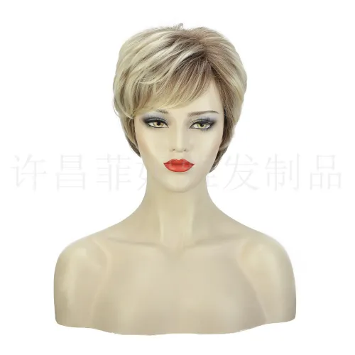 Wig short hair wig gradient color full head cover
