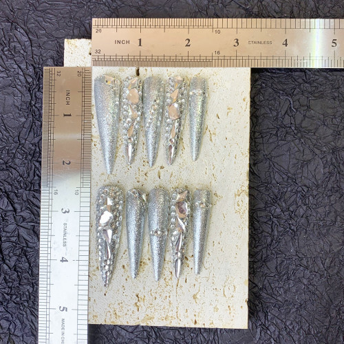 Full diamond pointed nail glitter nail set