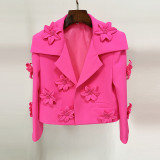 Three dimensional flower decoration short suit jacket short skirt