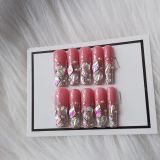 Sparkling silver powder AB diamond pure handmade high-end phototherapy nail art wearing armor