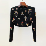 Nail bead studded diamond short top half skirt set two-piece set