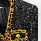 Heavy industry sequin chain short jacket cardigan jacket