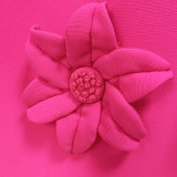 3D flower short sleeved dress fluorescent pink hot pink