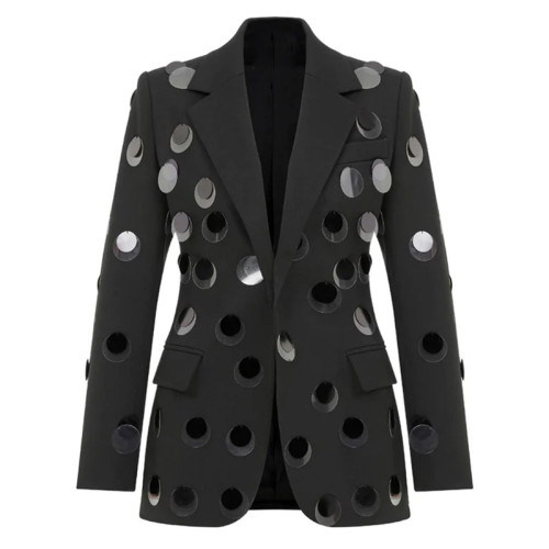 Fashion sequin one button slim fit suit jacket jacket
