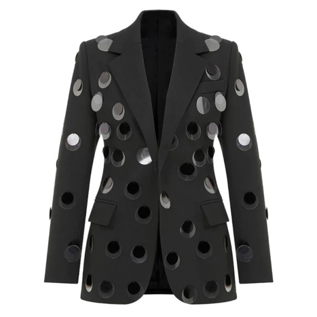 Fashion sequin one button slim fit suit jacket jacket