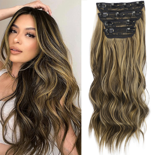 Long curly hair wig with synthetic hair extensions