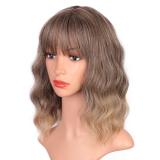 Short roll wig, synthetic wig, headband with water ripples