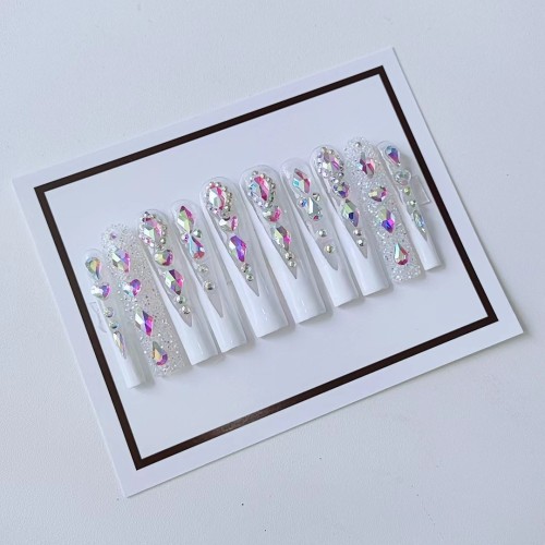 Ballet Armor Extended Spicy Girl Sparkling Diamond Powder French Finished Nail Slices