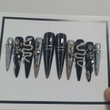 Black Snake Diamond Handmade Fake Nail Patch