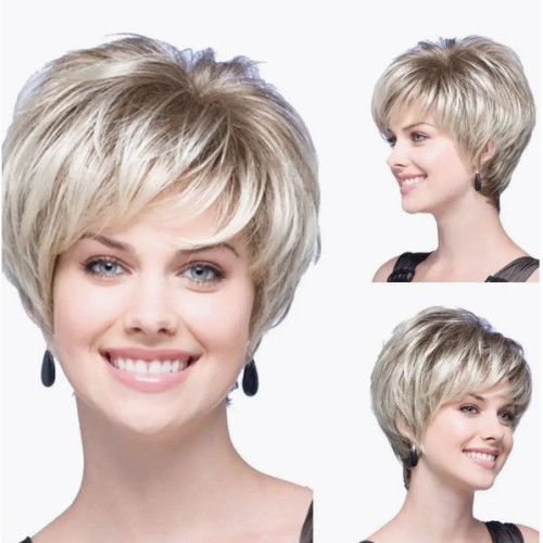 Wig short hair wig gradient color full head cover