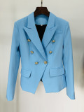 Women's metal lion head buckle double breasted suit jacket