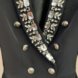 Personalized Lion Buckle Double breasted Heavy duty Nail Bead Green Fruit Collar Suit