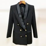 Coat skirt fashionable lion button satin green fruit collar suit dress